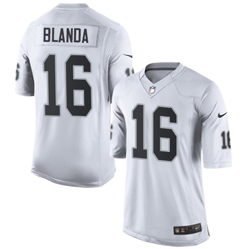 Men's Limited George Blanda Nike Jersey White Road - #16 NFL Oakland Raiders